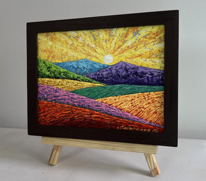 Oil painting Horizon in the lights of the evening sun V. Zadorozhnya