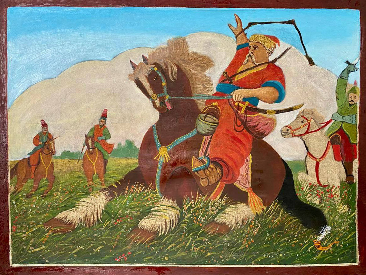 Oil painting Cossack on horseback Unknown artist