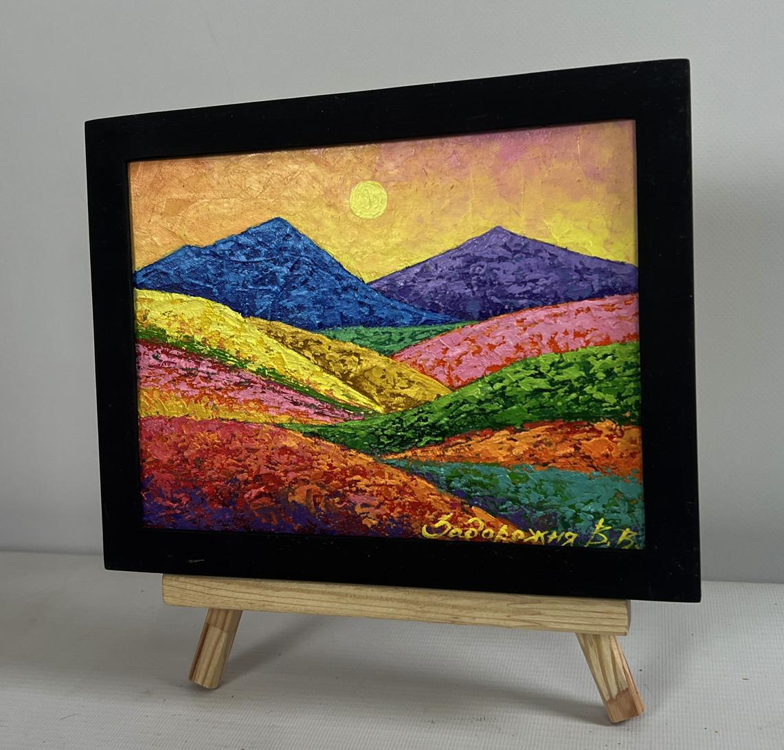 Oil painting The mountains are covered with meadows V. Zadorozhnya