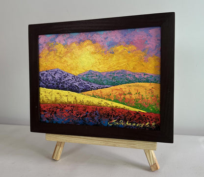 Oil painting The blazing sky above the peaks V. Zadorozhnya