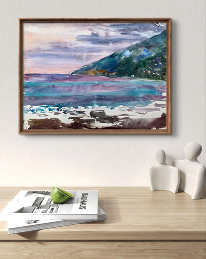 Watercolor painting The sun behind the clouds Unknown artist