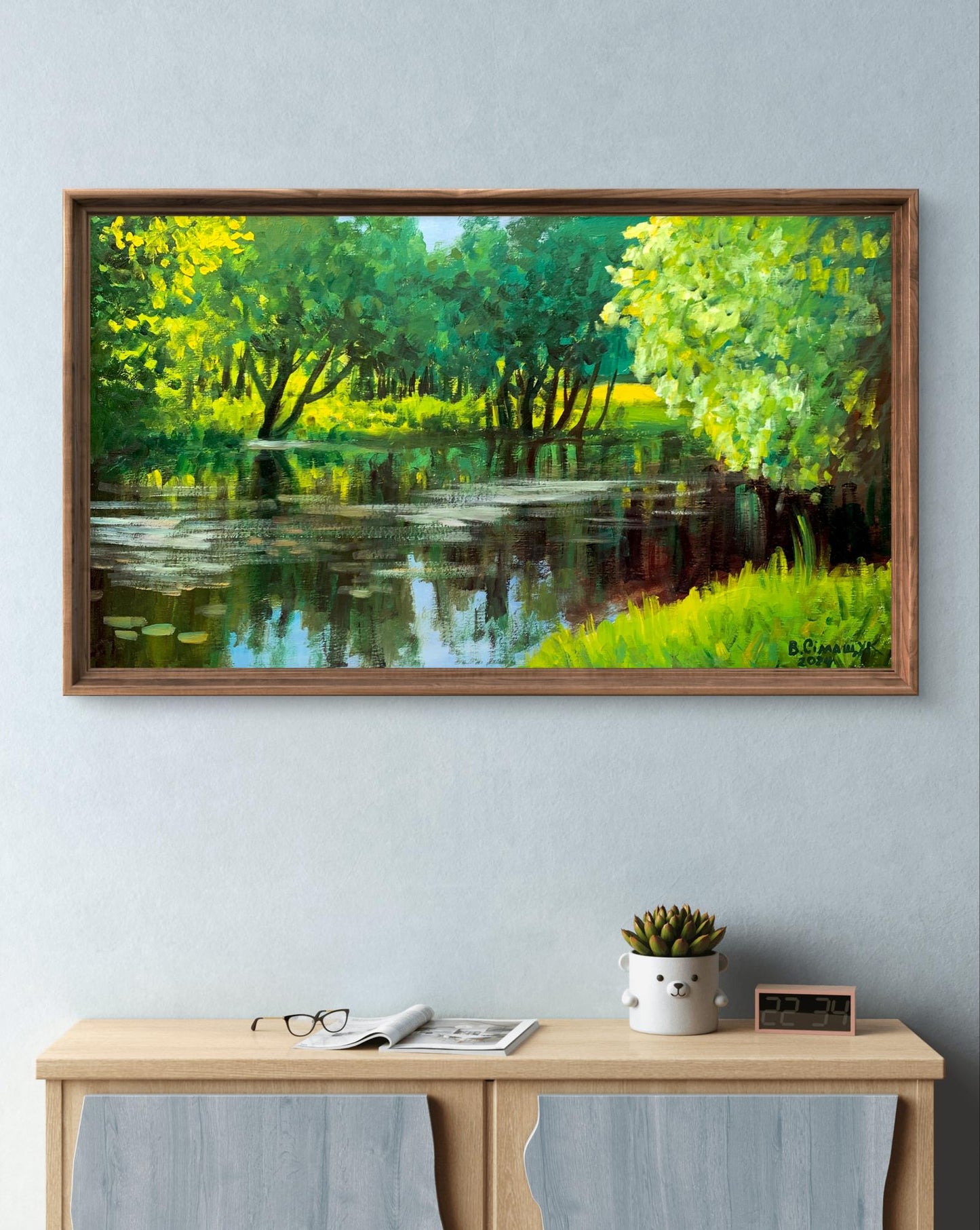 Oil painting Forest river Valentina Simashchuk