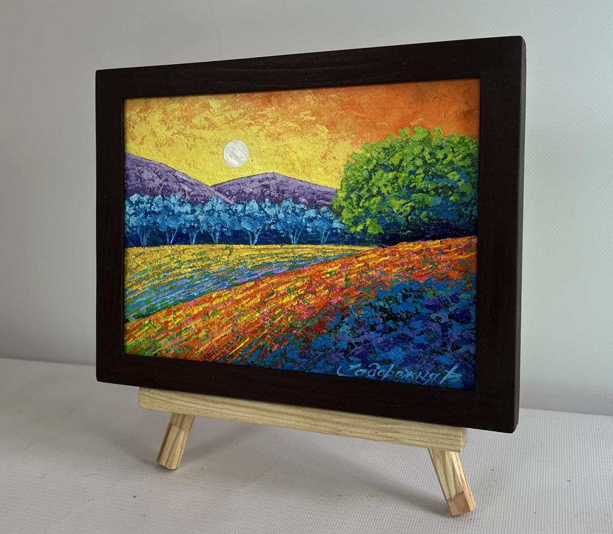 Oil painting Quiet evening in blue shadows V. Zadorozhnya