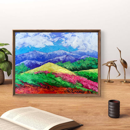 Oil painting Mountains and clouds V. Zadorozhnya