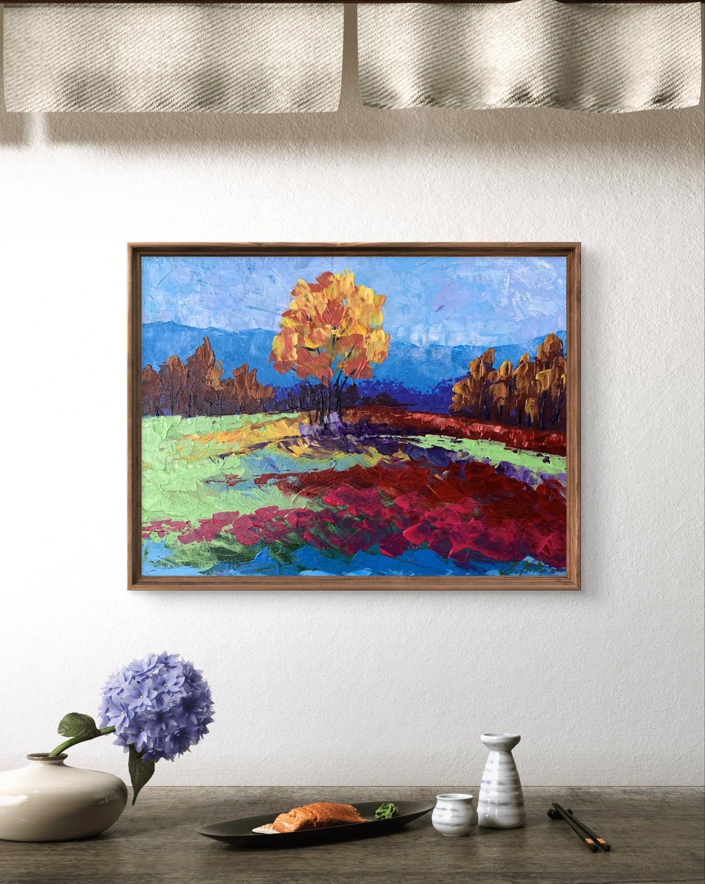 Oil painting Autumn lonely tree V. Zadorozhnya