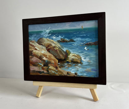 Oil painting Sailboats on the sea horizon Yuriy Suprunchuk