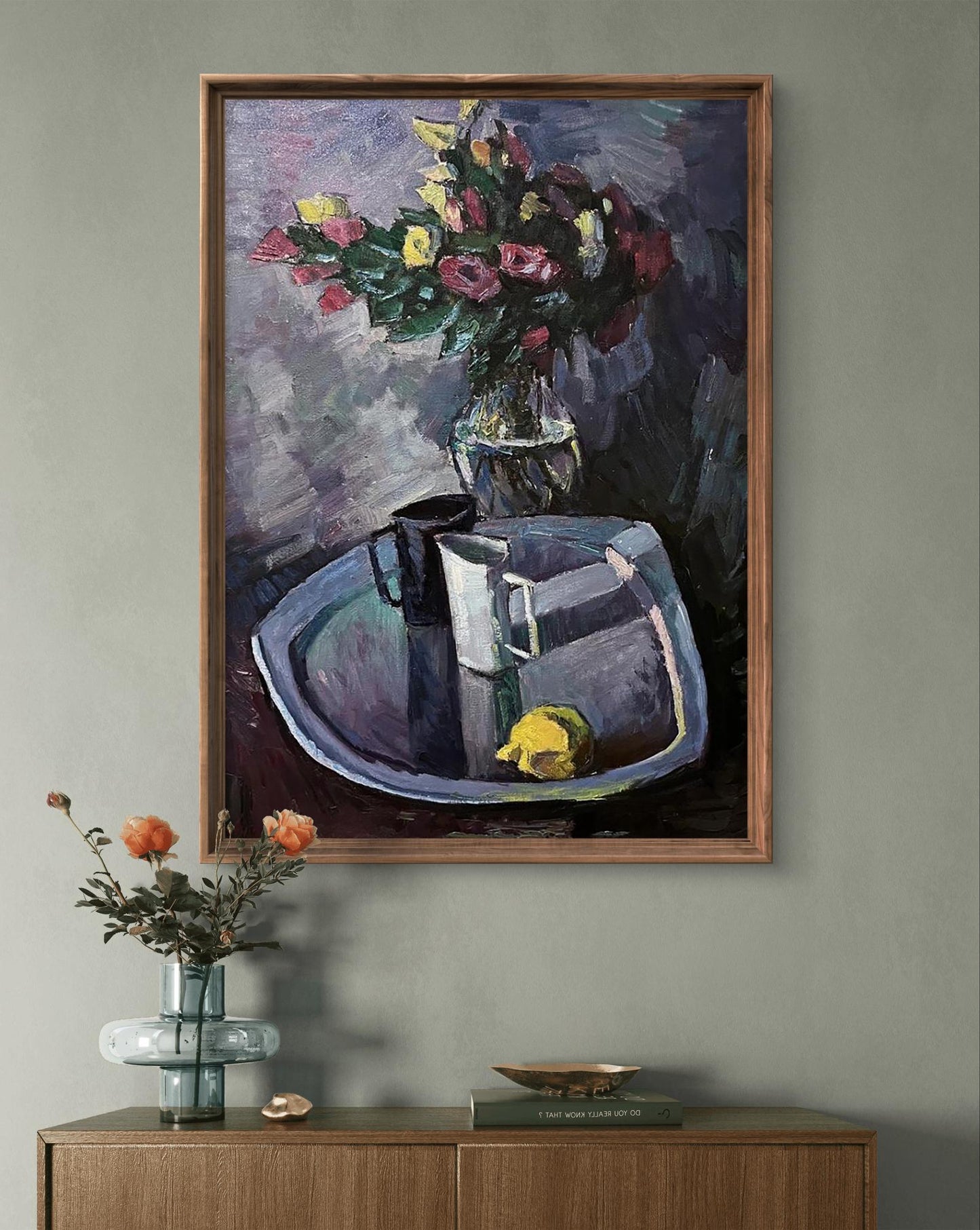 Oil painting Still life with flowers and lemon Oleksandr Andreev