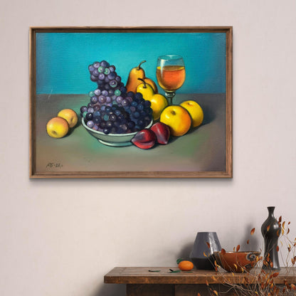 Oil painting A plate of grapes Mykhailo Burdylo