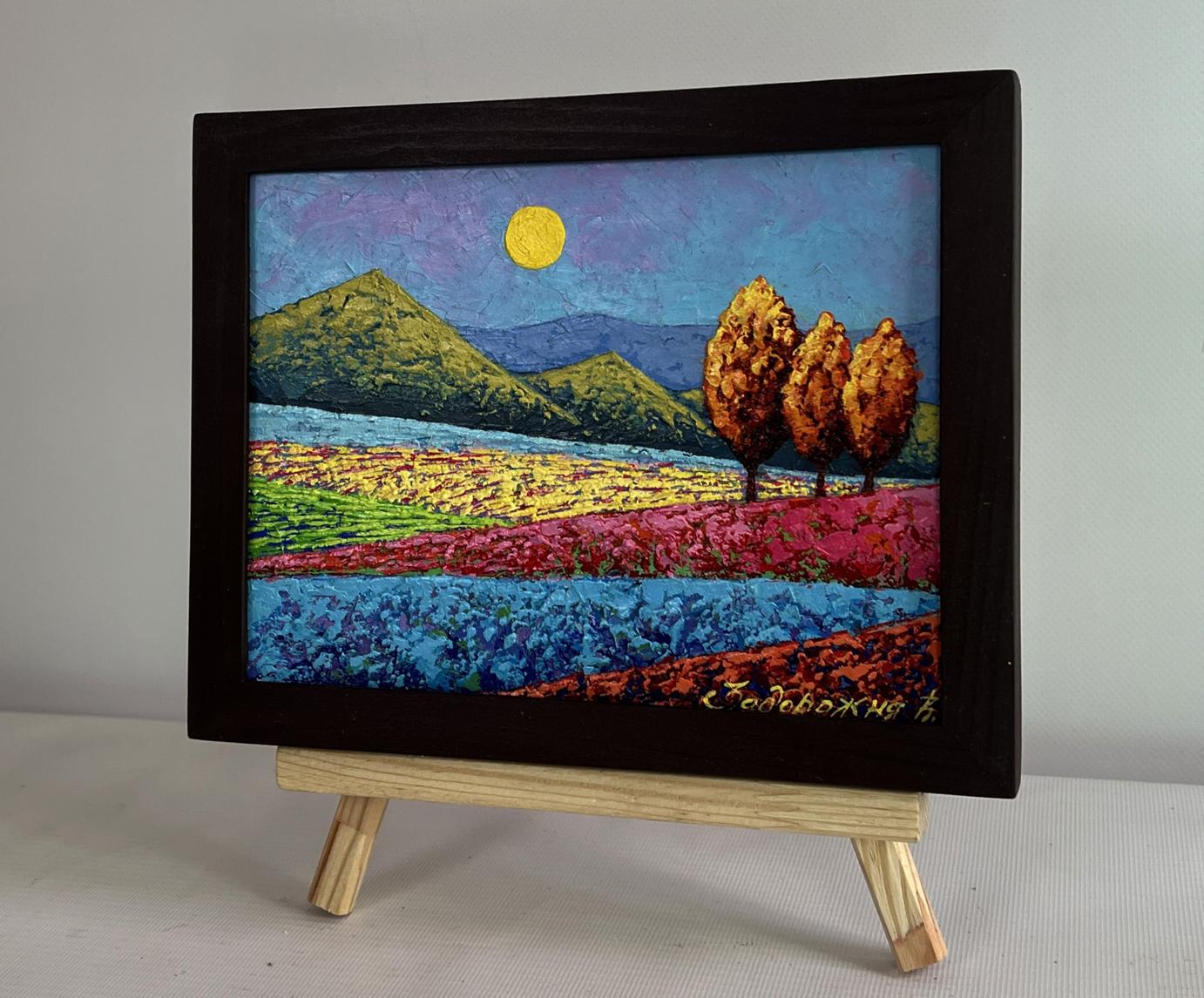 Oil painting Three autumn guards among the fields V. Zadorozhnya