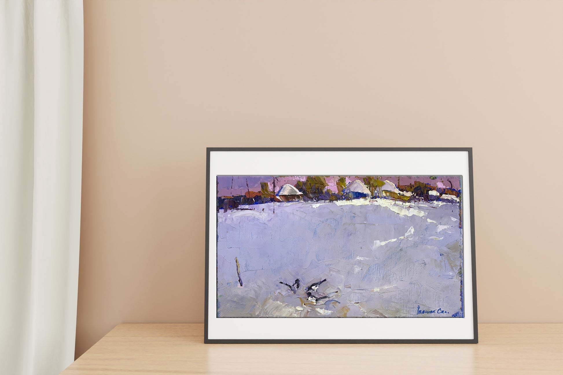 Oil painting winter day 