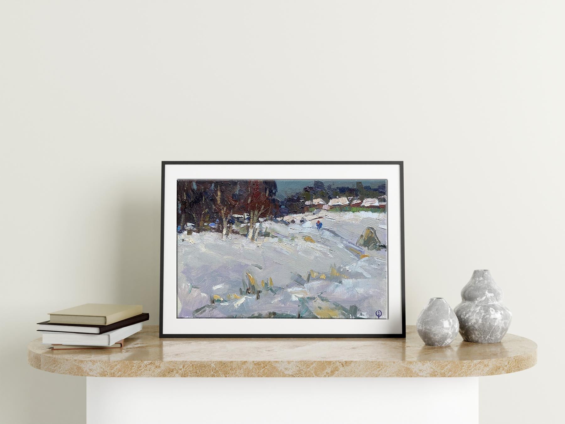 Oil painting Rural Winter Landscape