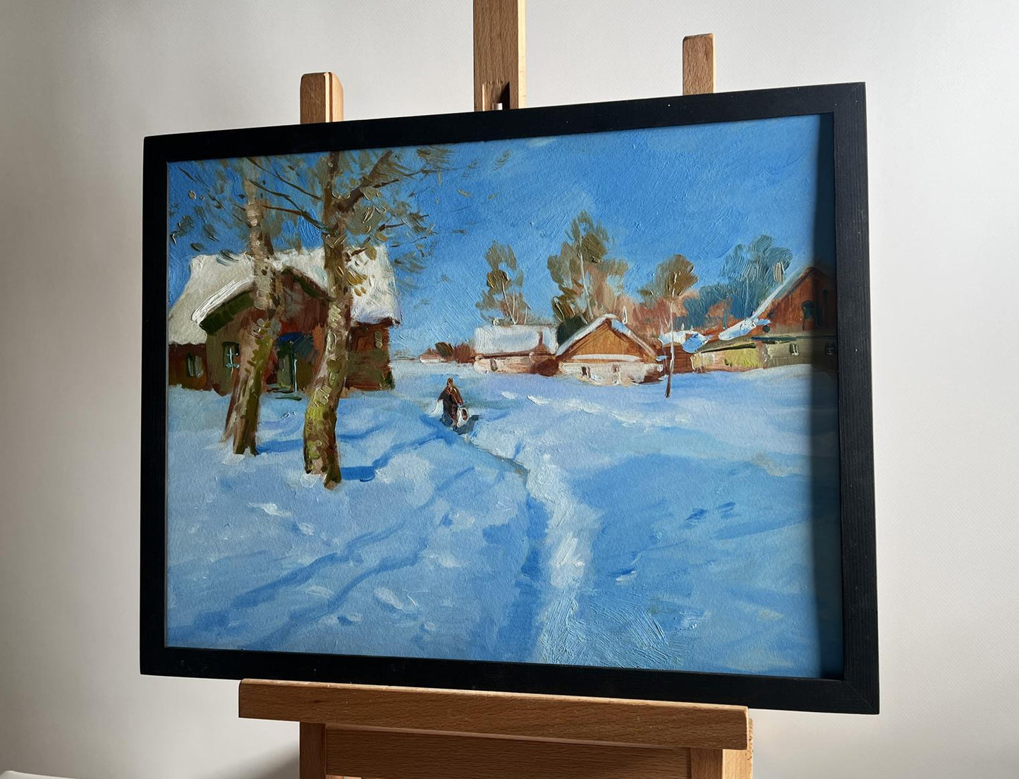 OIl painting Quiet village in winter Yuriy Suprunchuk