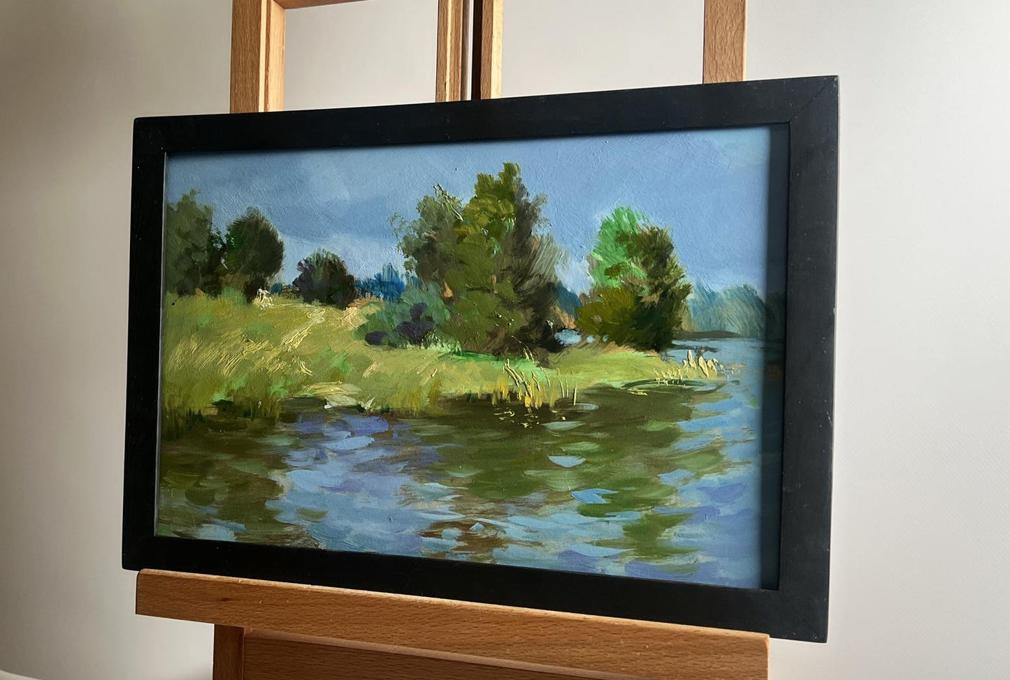 Oil painting A downpour is approaching by the river Yuriy Suprunchuk