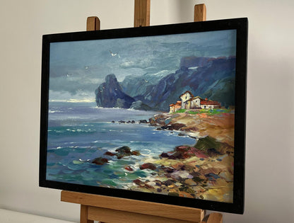 Oil painting Sea and village coziness Yuriy Suprunchuk