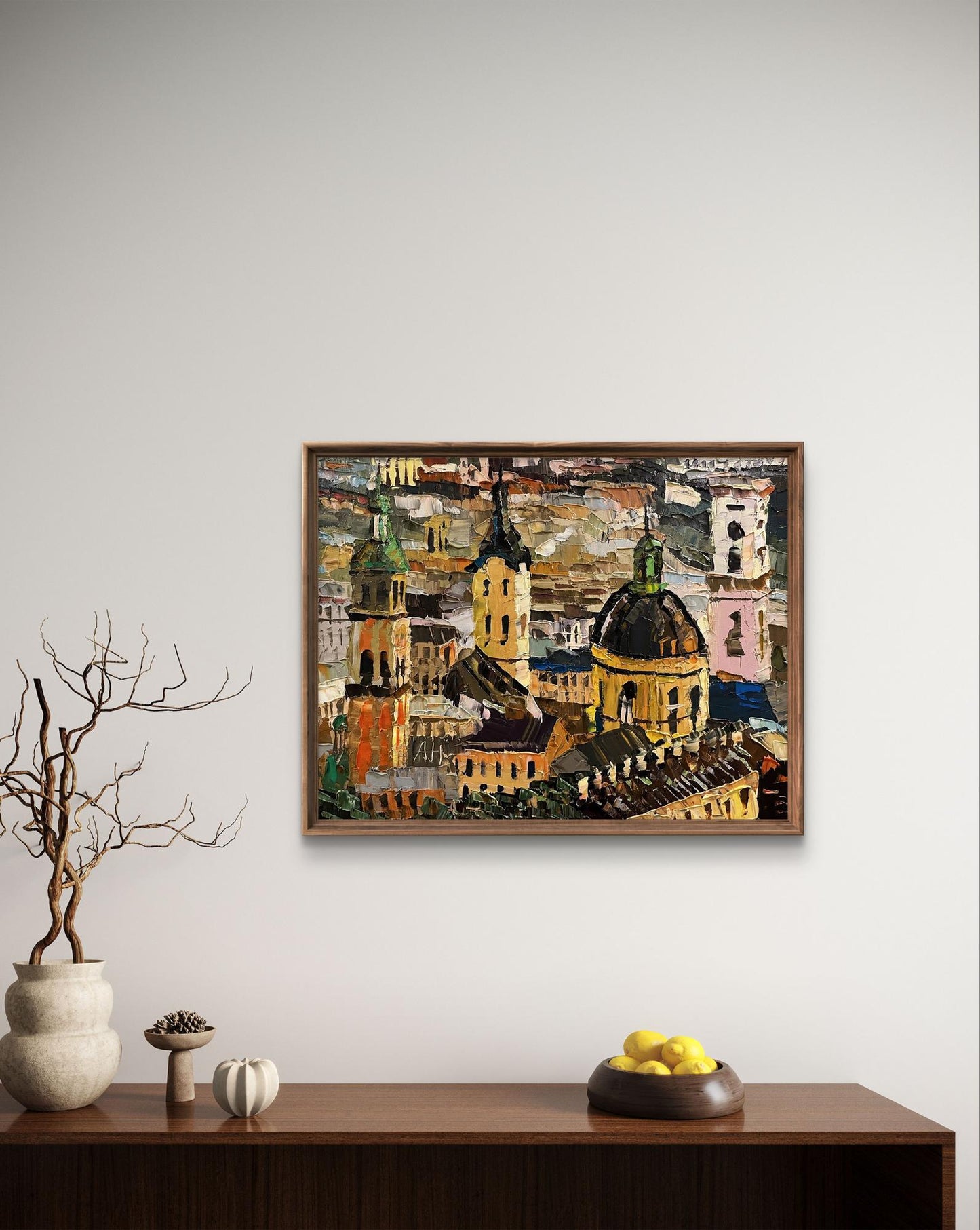 Oil painting Panorama of the city Horishnyi N.A.