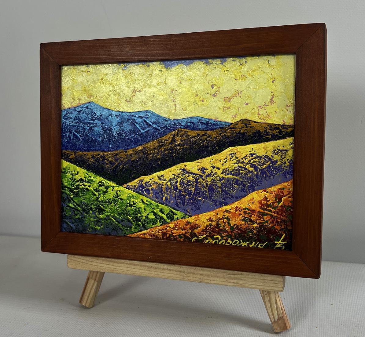 Oil painting Hiking in the mountains in the evening V. Zadorozhnya