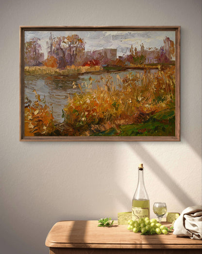 Oil painting Autumn river Boris Serdyuk