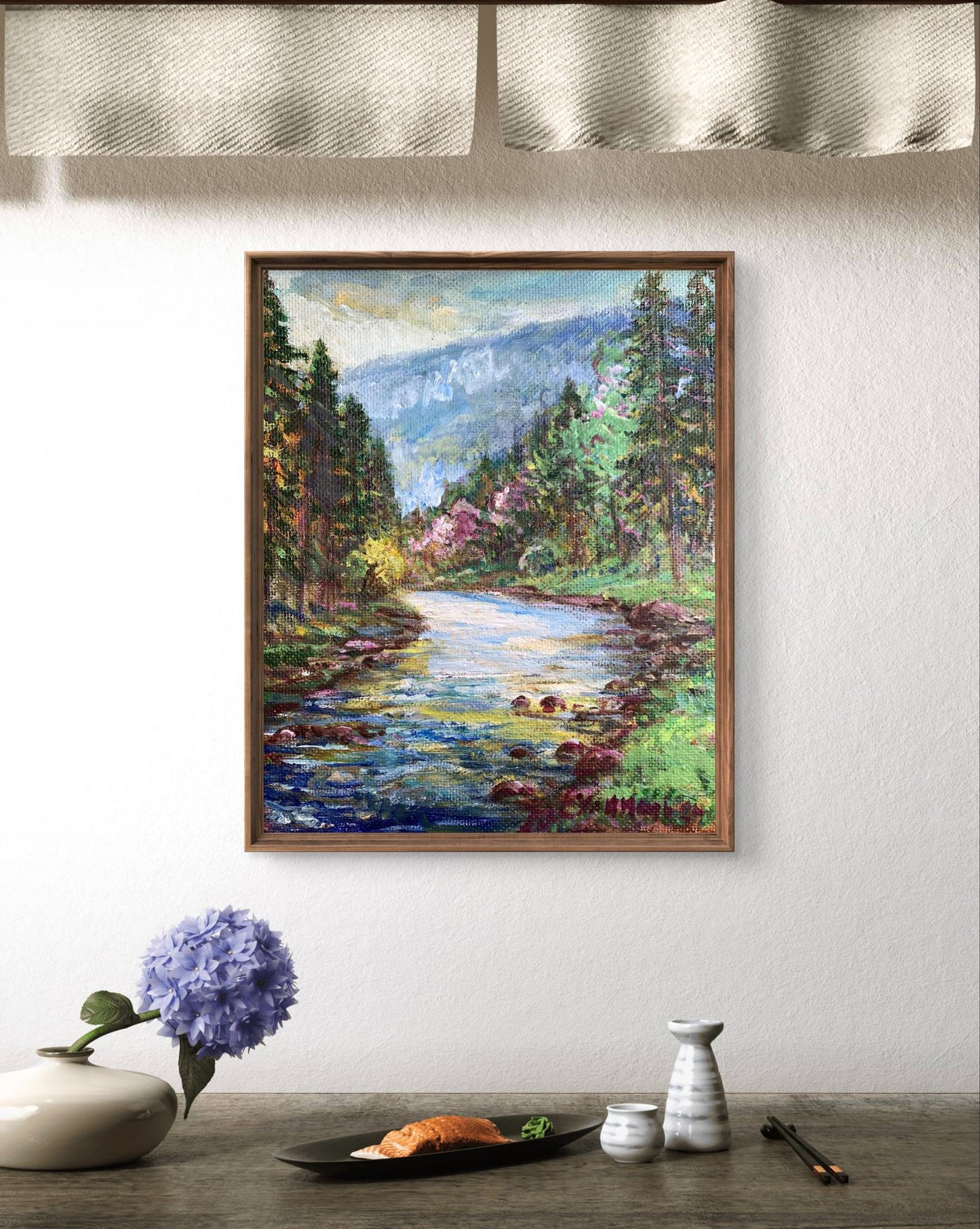 Oil painting Calm stream in the mountains Yu. Ulinets