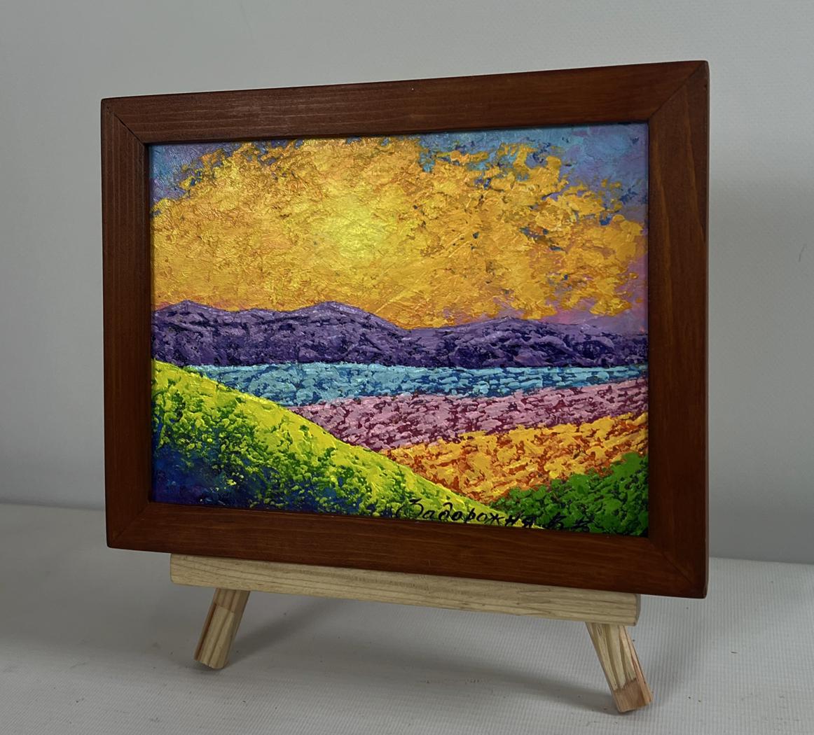 Oil painting Summer flower fields and sunset V. Zadorozhnya