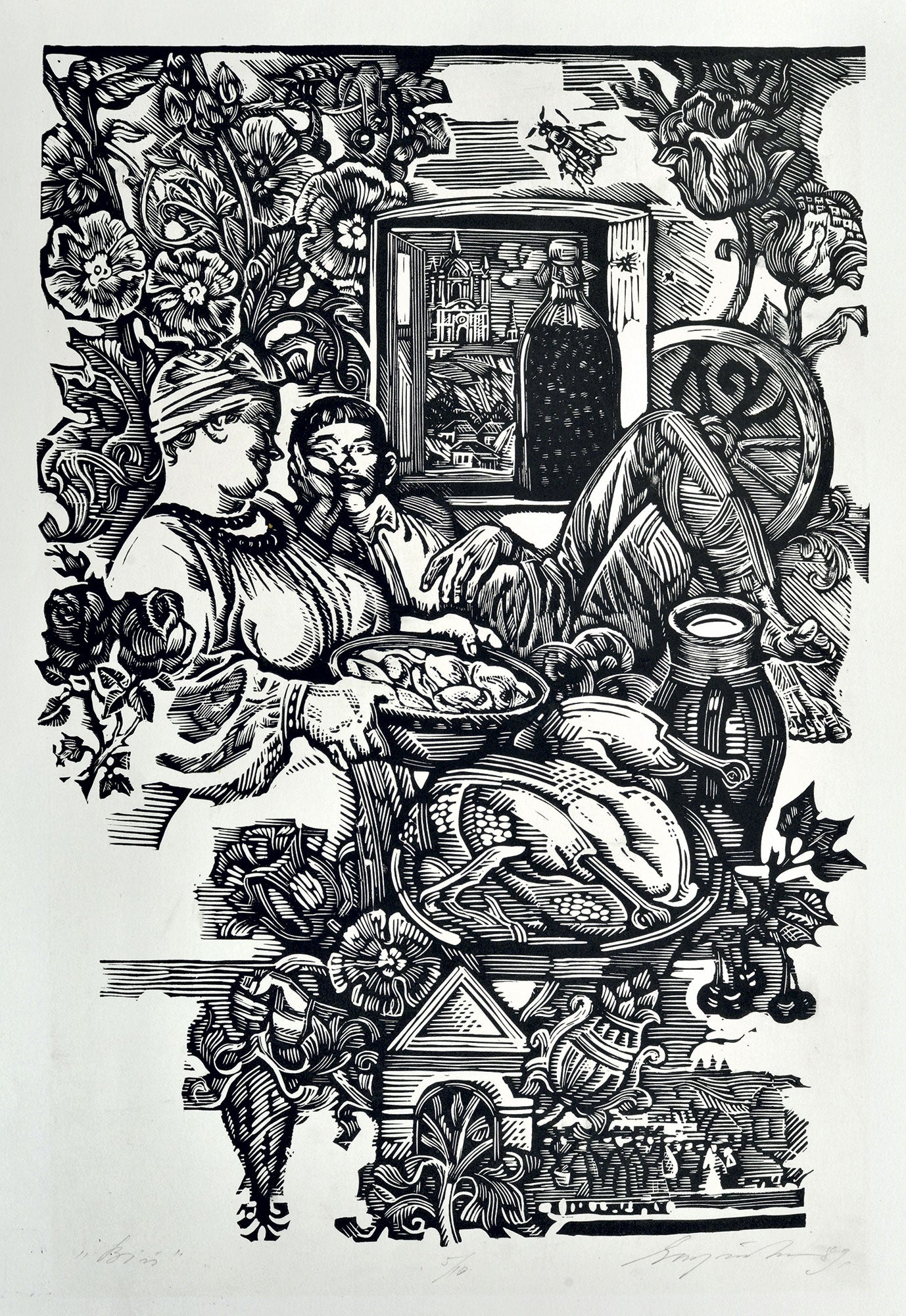 Georgii Yakutovych Original Linocut – Ukrainian Graphic Art Masterpiece (photos & prices on request)