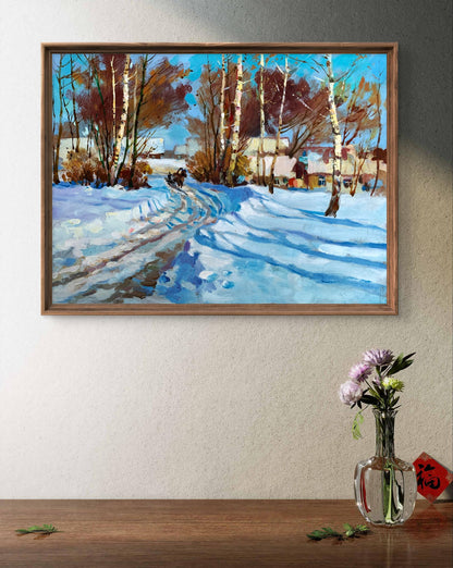 OIl painting Sunny winter day Yuriy Suprunchuk