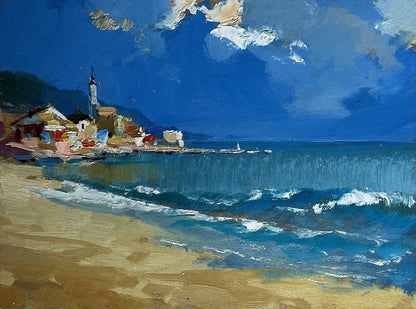 OIl painting Walking along the sandy shore Yuriy Suprunchuk