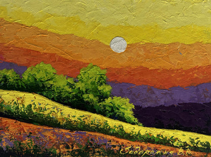 Oil painting Different shades of sunset V. Zadorozhnya
