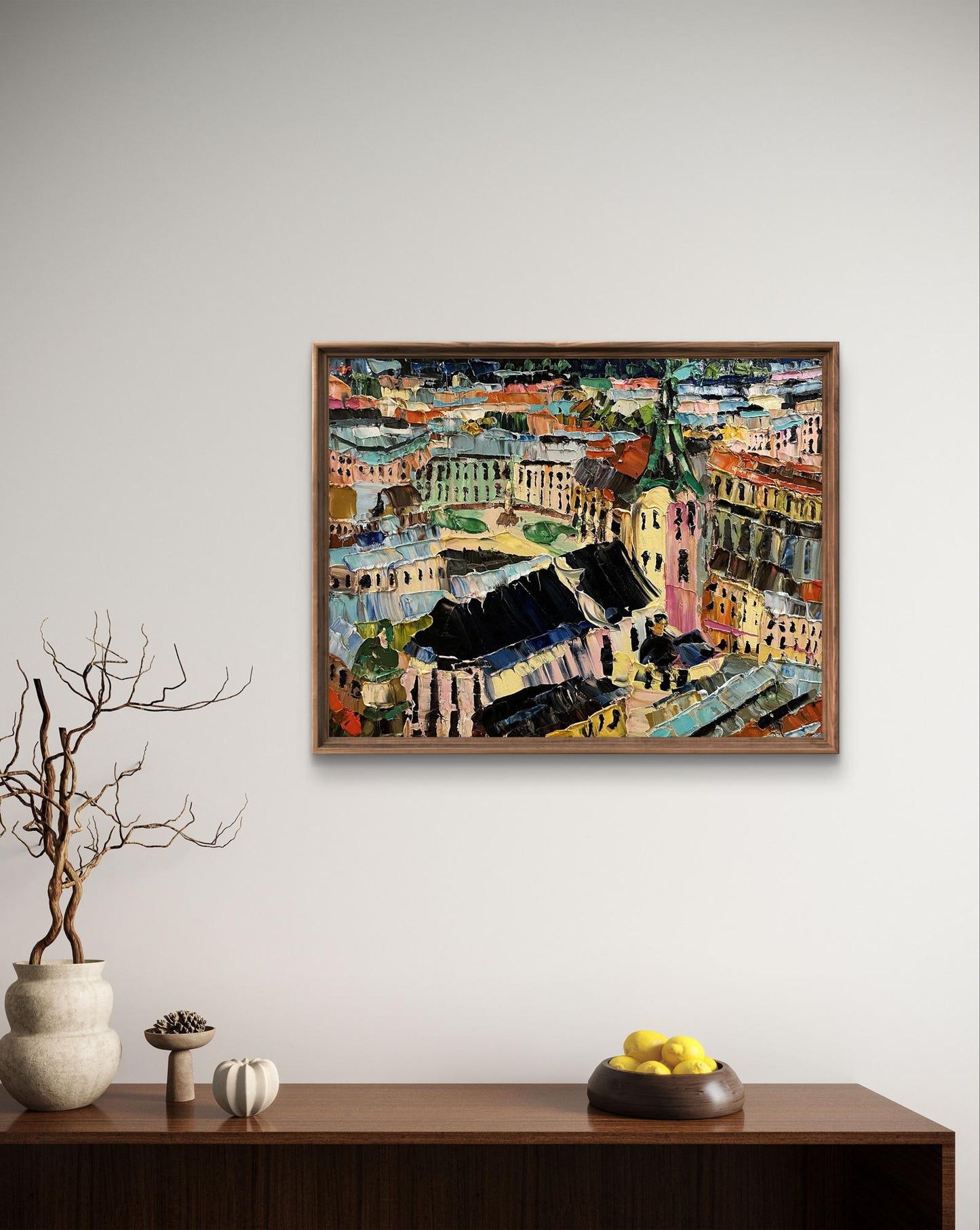 Oil painting Panorama of the old town Horishnyi N.A.