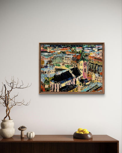 Oil painting Panorama of the old town Horishnyi N.A.