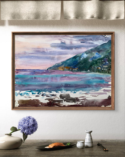 Watercolor painting The sun behind the clouds Unknown artist