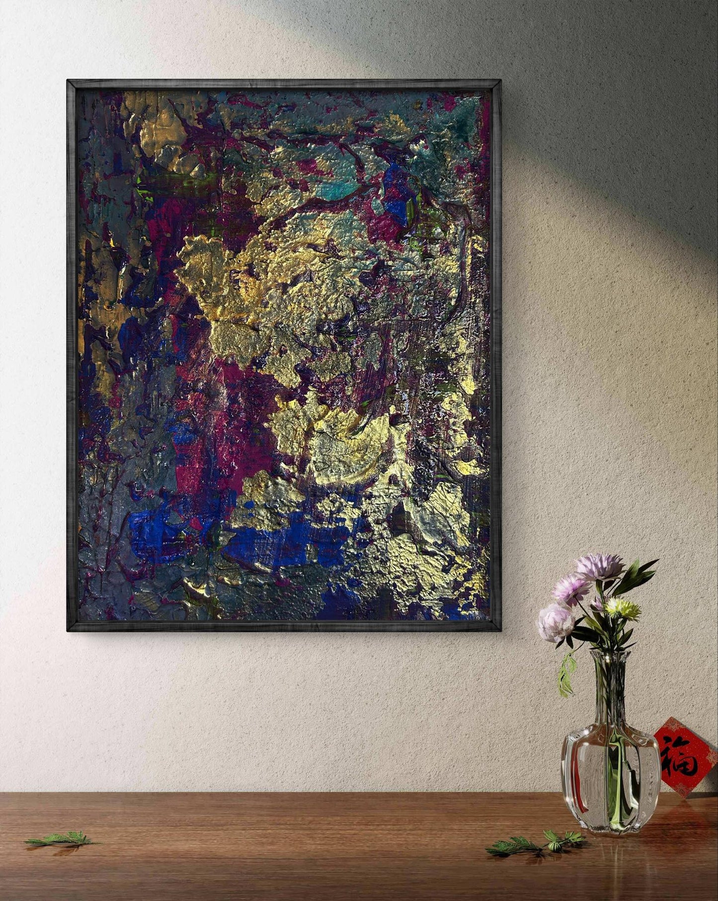 Acrylic painting Golden lilac Olga Melezhik