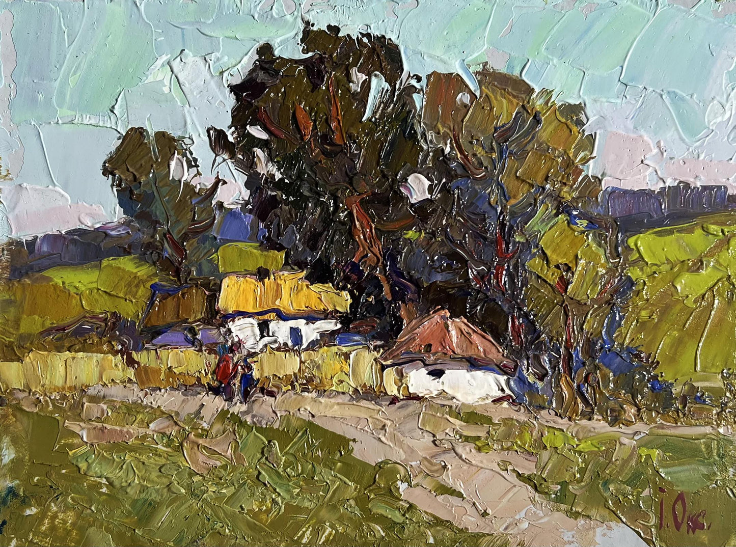 Oil painting Village houses Oksana Ivanyuk