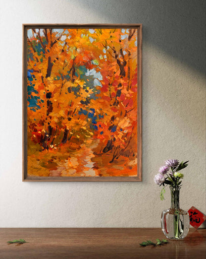 OIl painting Orange autumn forest Yuriy Suprunchuk