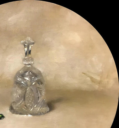 Oil painting A jewel beetle on the table Annam Butt