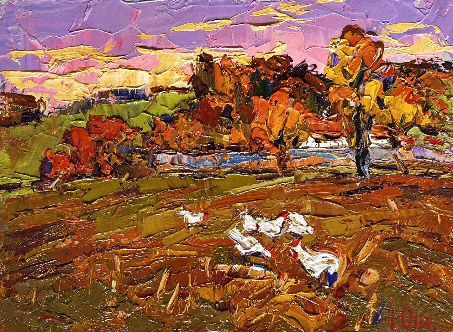 Oil painting Autumn evening Oksana Ivanyuk