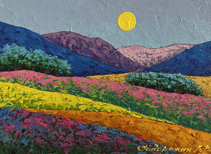 Oil painting Spending time in the mountain fields V. Zadorozhnya