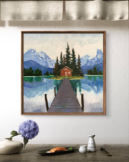 Oil painting Hut on the lake Unknown artist