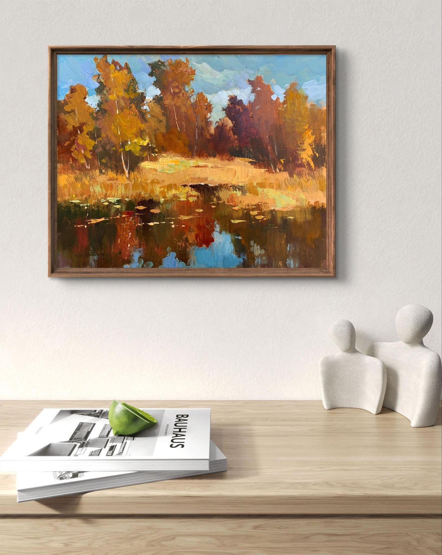 OIl painting Golden autumn and gentle river Yuriy Suprunchuk