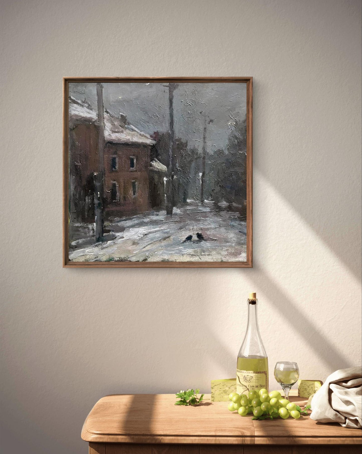 Oil painting Winter on the city streets Volodymyr Pashchenko