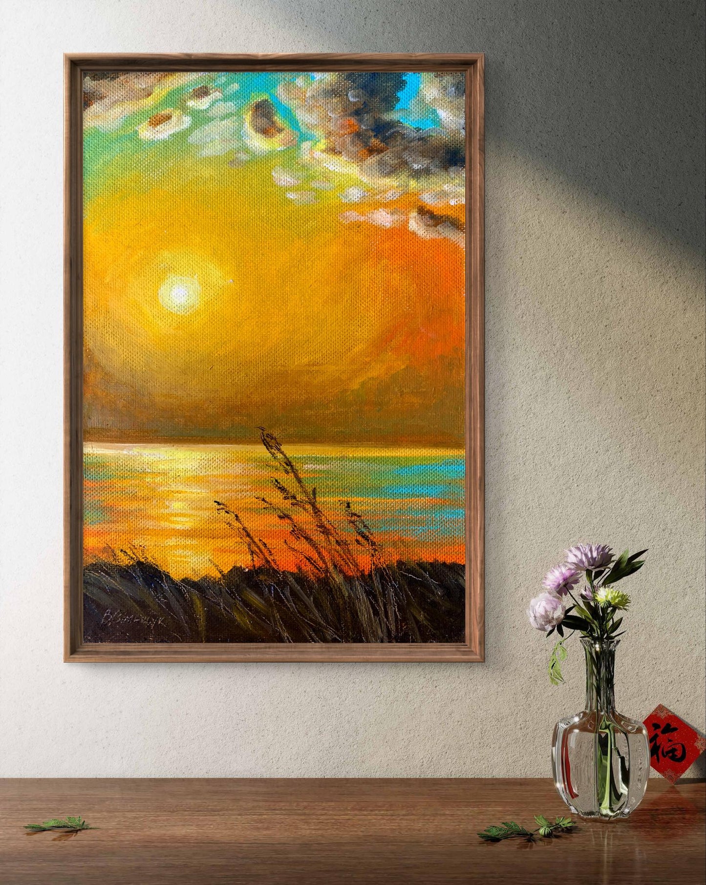 Oil painting Yellow sunset Valentina Simashchuk