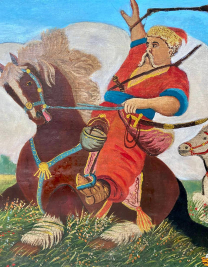 Oil painting Cossack on horseback Unknown artist