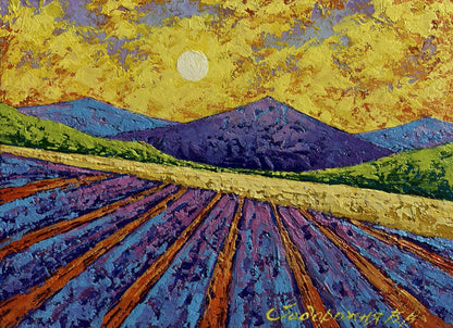 Oil painting The sun's rays glide across the meadows V. Zadorozhnya