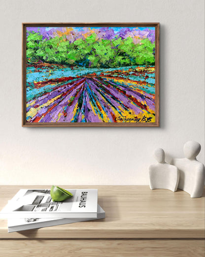 Oil painting Sunny field near the forest V. Zadorozhnya