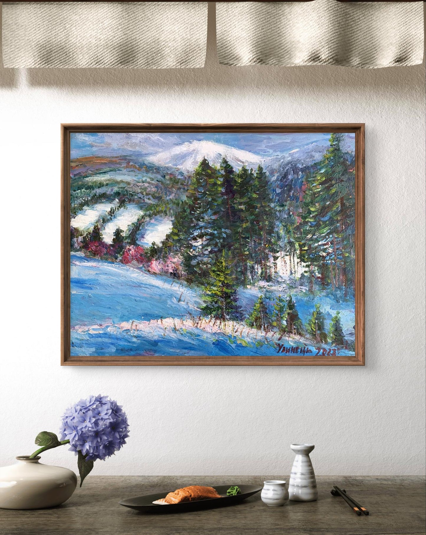 Oil painting Snow fell in the mountains Yu. Ulinets