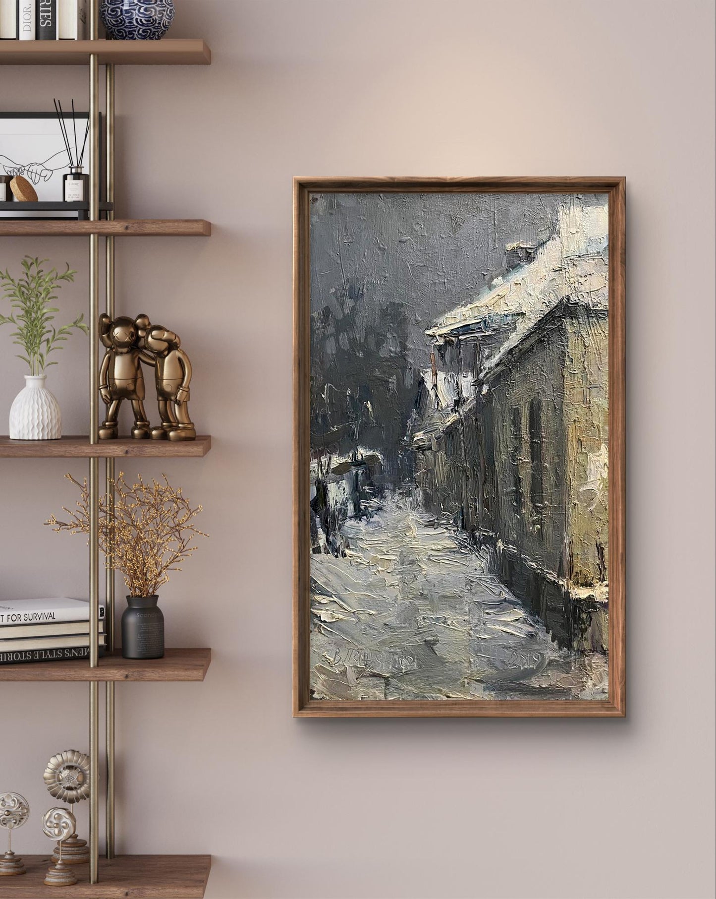 Oil painting Snowy street Volodymyr Pashchenko