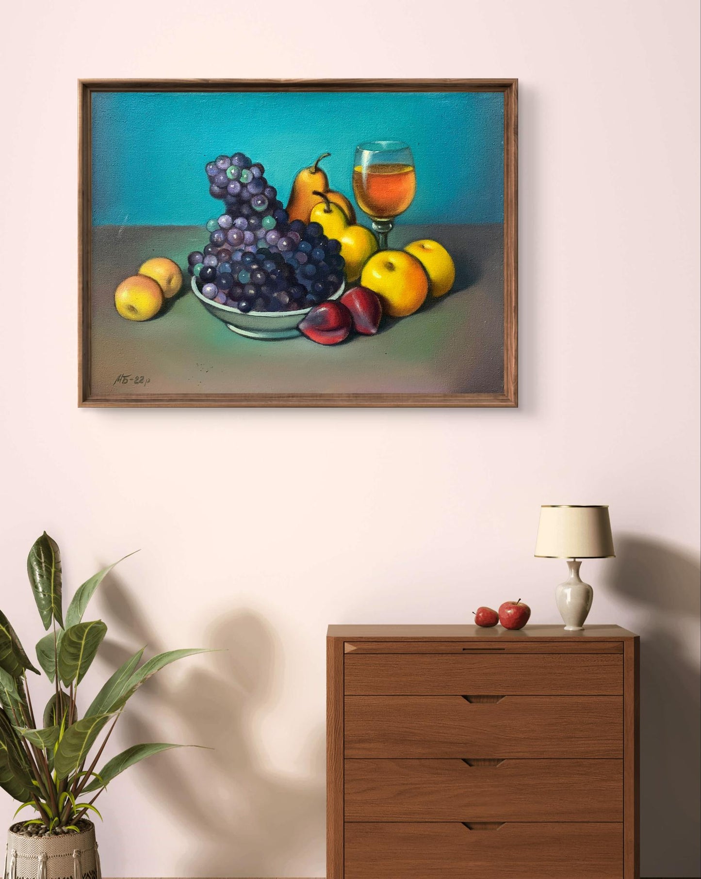 Oil painting A plate of grapes Mykhailo Burdylo