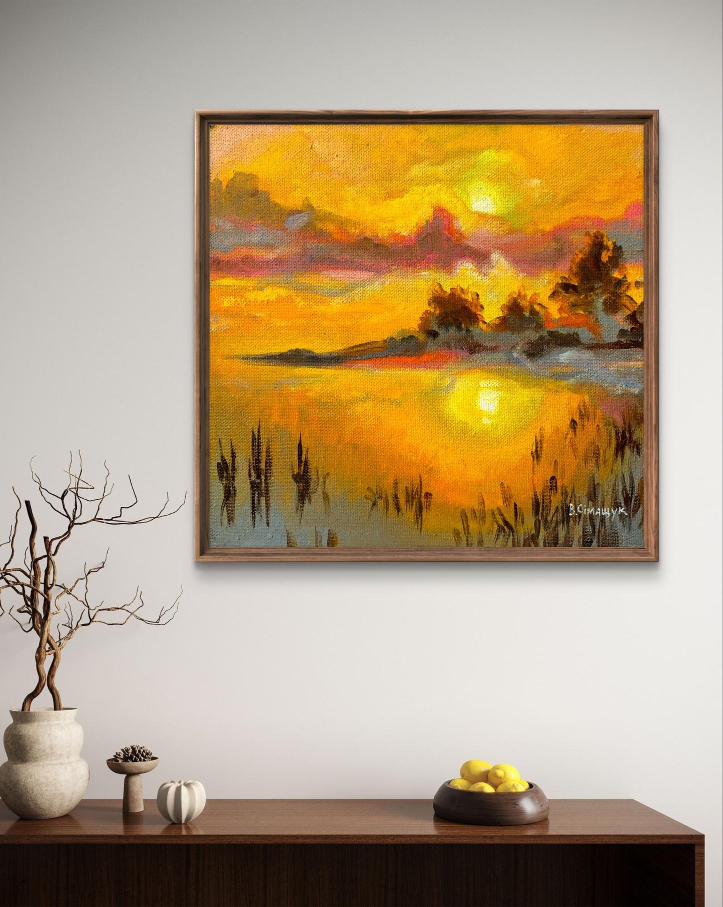 Oil painting Sunset sun Valentina Simashchuk