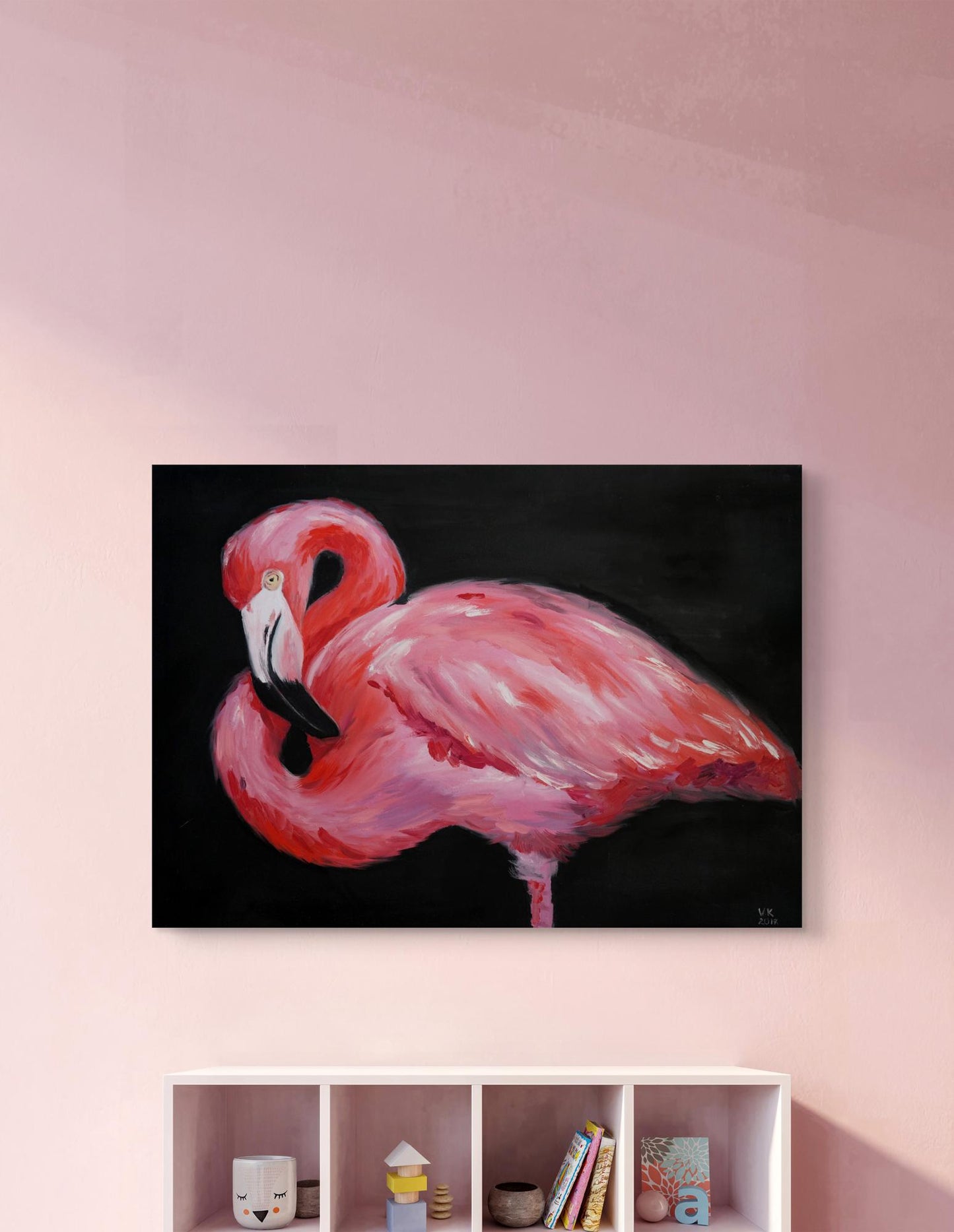 Oil painting Pink flamingo Victoria Kagalovska