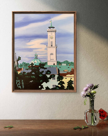 Oil painting City Tower Oleksandr Gukalov