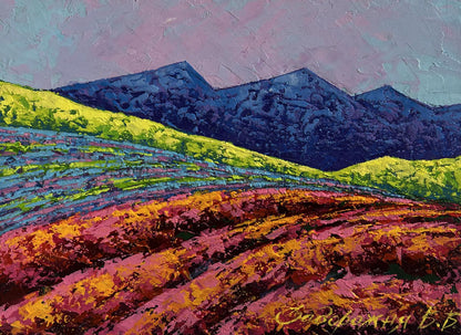 Oil painting Evening is approaching in the mountains V. Zadorozhnya